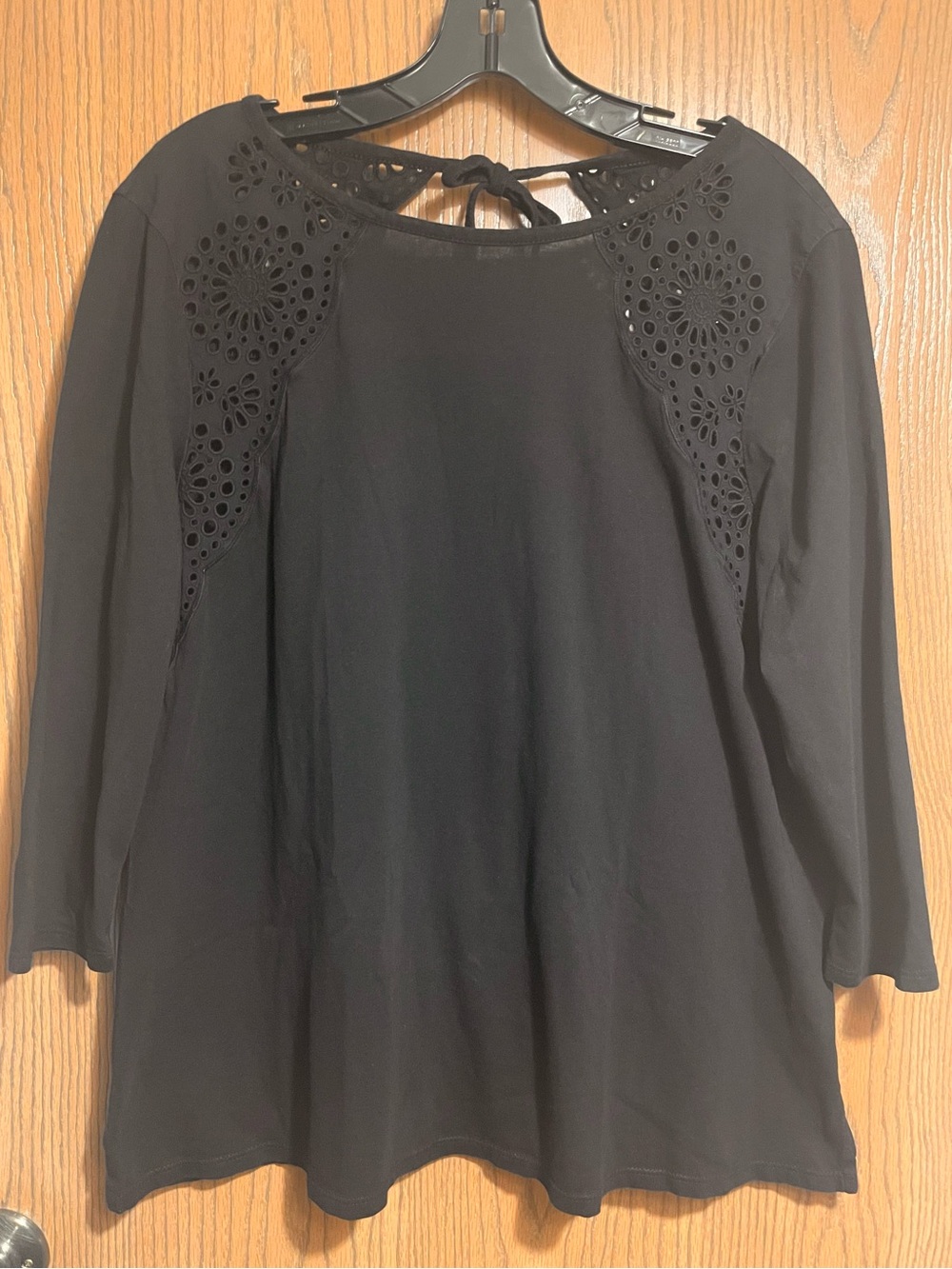 J. Jill Blouse in Black with Eyelets and a Tie Back
